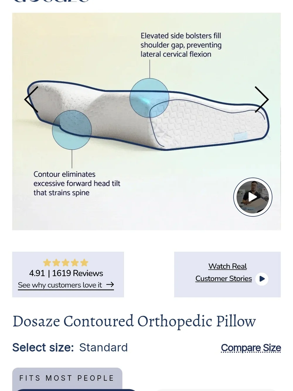 Dosaze Original Contoured Orthopedic Pillow
